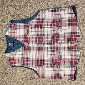 Gap Vest Vintage Plaid Denim 90s Holiday Quilted Small Academia Preppy Grandpa